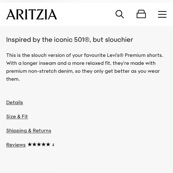 Levi’s 50 Slouch Short Size 25 - Picture 4 of 16